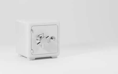 Closed safe box on the white background, 3d rendering. Computer digital drawing.の写真素材