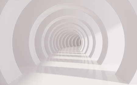 White circular tunnel, 3d rendering. Computer digital drawing.の写真素材