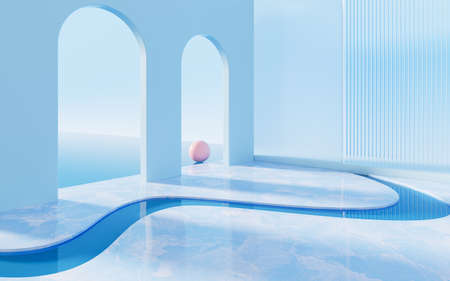 Arch and curved construction, 3d rendering. Computer digital drawing.の写真素材