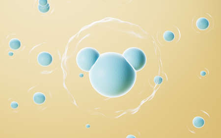 Lots of dissociative blue cells, 3d rendering. Computer digital drawing.の写真素材