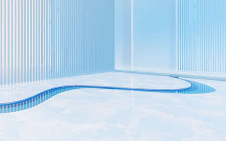 Empty marble curved stage, 3d rendering. Computer digital drawing.の写真素材