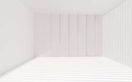 White empty room with light and shadow, 3d rendering. Computer digital drawing.の写真素材