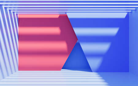Abstract geometries in the white room, 3d rendering. Computer digital drawing.