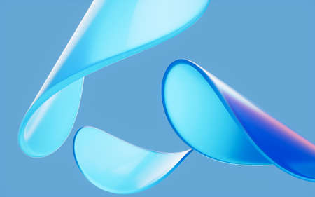 Abstract glass curves with blue background, 3d rendering. Computer digital drawing.