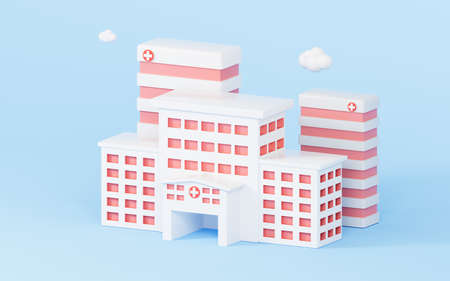 Pink hospital building models, 3d rendering. Computer digital drawing.の写真素材