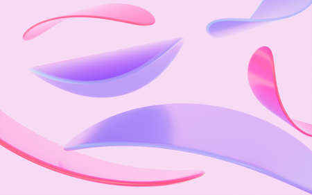 Abstract circular glass and curves with pink background, 3d rendering. Computer digital drawing.の写真素材