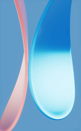 Abstract glass and curves with blue background, 3d rendering. Computer digital drawing.の写真素材