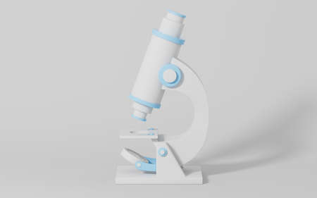 Microscope model with white background, 3d rendering. Computer digital drawing.