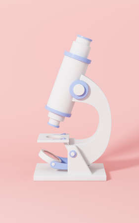 Microscope model with pink background, 3d rendering. Computer digital drawing.の写真素材