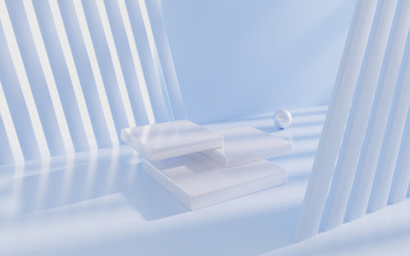 Empty stage with interior architecture, 3d rendering. Computer digital drawing.の写真素材