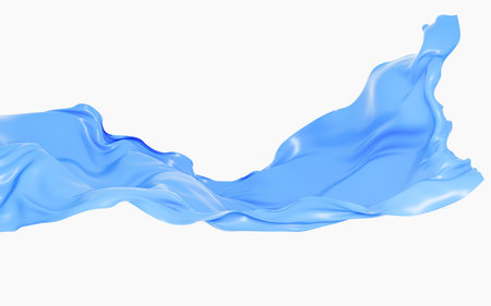 Blue abstract flowing cloth, 3d rendering. Computer digital drawing.の写真素材