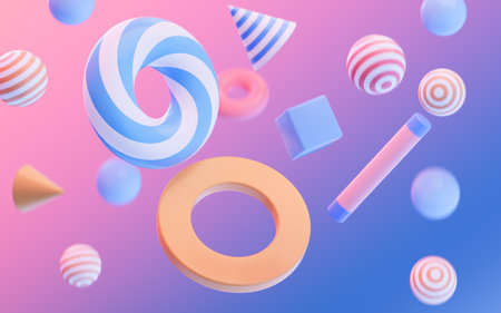 Abstract geometric figures, curves and figures, 3d rendering. Computer digital drawing.の写真素材