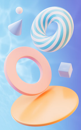 Abstract geometric figures, curves and figures, 3d rendering. Computer digital drawing.の写真素材