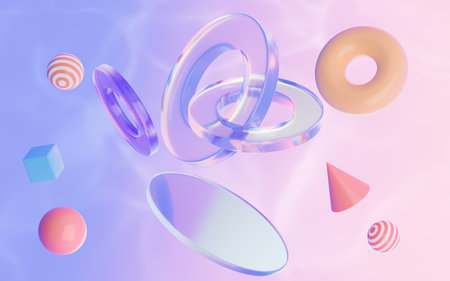 Abstract geometric figures, curves and figures, 3d rendering. Computer digital drawing.の写真素材