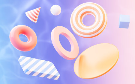 Abstract geometric figures, curves and figures, 3d rendering. Computer digital drawing.の写真素材