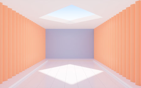 Empty interior geometric architecture, 3d rendering. Computer digital drawing.の写真素材