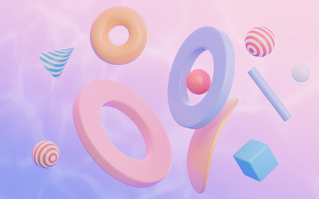 Abstract geometric figures, curves and figures, 3d rendering. Computer digital drawing.の写真素材