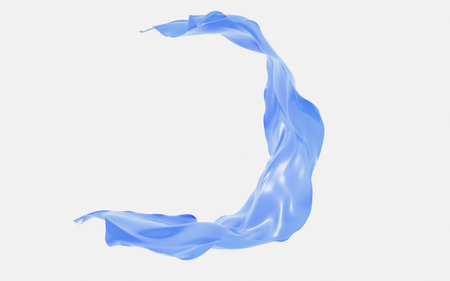Blue abstract flowing cloth, 3d rendering. Computer digital drawing.の写真素材