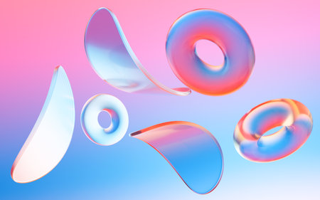 Abstract curves and geometric figure, 3d rendering. Computer digital drawing.の写真素材