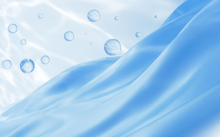Glass spheres and cloth material background, 3d rendering. Computer digital drawing.の写真素材