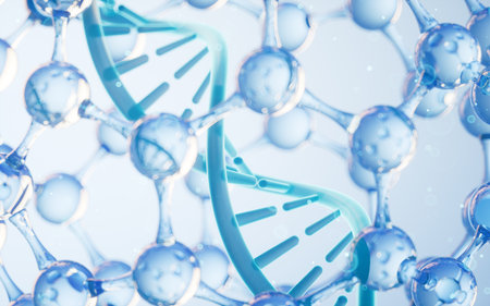 DNA and molecular structure, biotechnology concept, 3d rendering. Computer digital drawing.の写真素材
