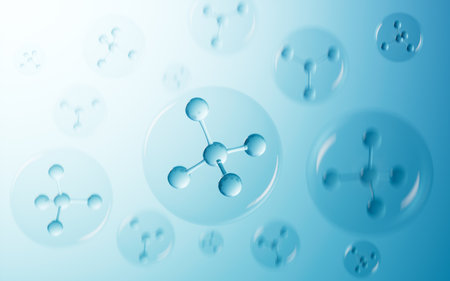 Molecular structure of glass, biotechnology concept, 3d rendering. Computer digital drawing.の写真素材