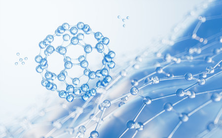 Spherical molecular structure, biotechnology concept, 3d rendering. Computer digital drawing.の写真素材
