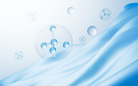 Molecular structure and cloth material background, 3d rendering. Computer digital drawing.の写真素材