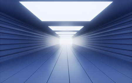 White geometric tunnel, 3d rendering. Digital drawing.の写真素材