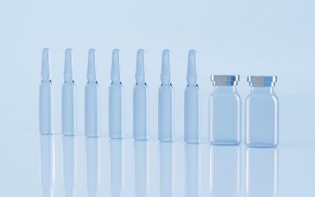 Ampoules in the lab, concept of medicine, 3d rendering. Digital drawing.の写真素材