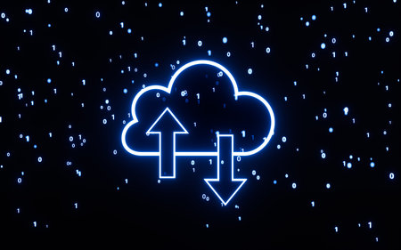 Cloud computing and binary code, 3d rendering. Digital drawing.の写真素材