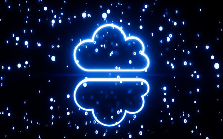 Cloud computing and binary code, 3d rendering. Digital drawing.の写真素材