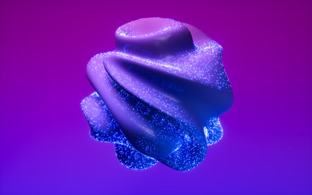 Abstract sphere with glowing particles, 3d rendering. Digital drawing.の写真素材