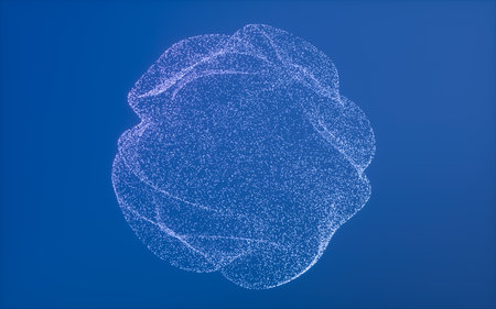 Abstract sphere with glowing particles, 3d rendering. Digital drawing.の写真素材