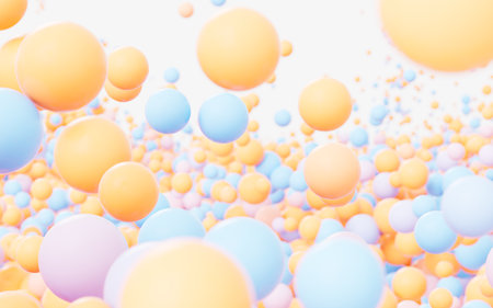 Colorful spheres background, 3d rendering. Digital drawing.の写真素材