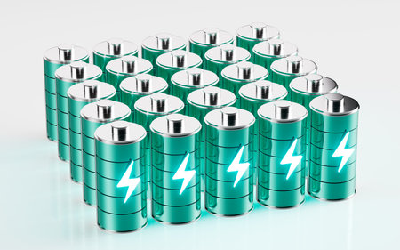 Various energy alkaline batteries, 3d rendering. Digital drawing.の写真素材