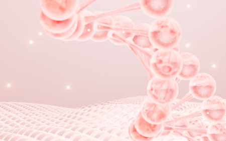 Skin care and DNA in the pink background, biology and cosmetic medicine concept, 3d rendering. Digital drawing.の写真素材