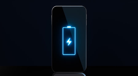 Mobile phone and battery, mobile phone charging, 3d rendering. Digital drawing.の写真素材