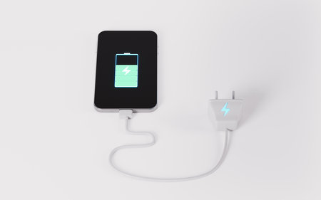 Mobile phone and live socket, 3d rendering. Digital drawing.の写真素材