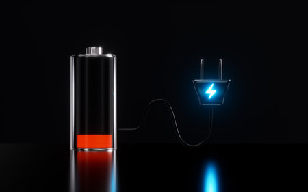 Low energy battery with live socket, 3d rendering. Digital drawing.の写真素材