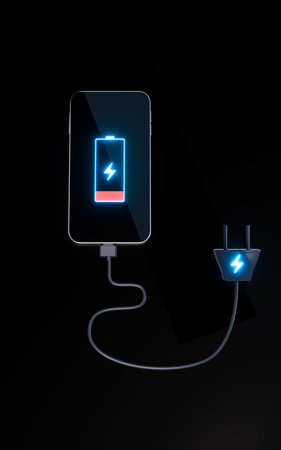 Mobile phone and live socket, 3d rendering. Digital drawing.の写真素材