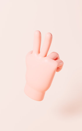 Cartoon diverse hand gestures, 3d rendering. Digital drawing.の写真素材