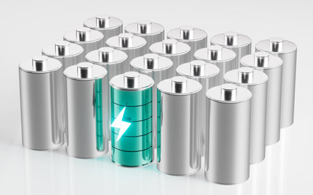 Various energy alkaline batteries, 3d rendering. Digital drawing.の写真素材