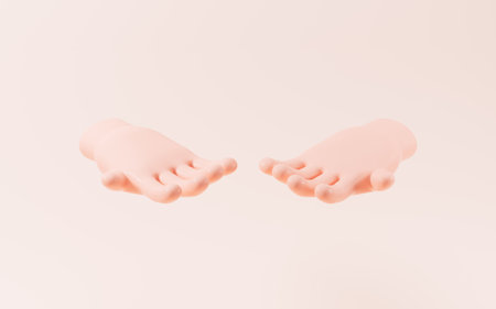 Cartoon hands with open palms, 3d rendering. Digital drawing.の写真素材