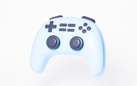 Cartoon gamepad in the white background, 3d rendering. Digital drawing.の写真素材