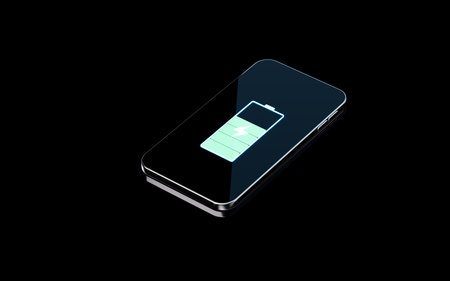 Mobile phone and battery, mobile phone charging, 3d rendering. Digital drawing.の写真素材