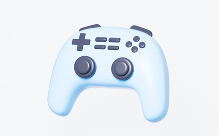 Cartoon gamepad in the white background, 3d rendering. Digital drawing.の写真素材