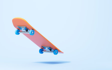 skateboarding in the white background, 3d rendering. Digital drawing.の写真素材