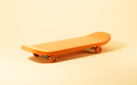 Skateboarding in the yellow background, 3d rendering. Digital drawing.の写真素材