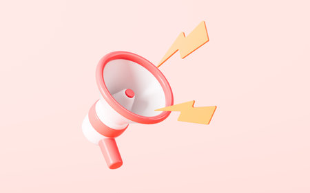 Cartoon loudspeaker in the pink background, 3d rendering. Digital drawing.の写真素材